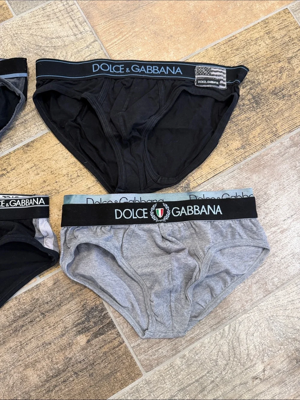 Dolce & Gabbana Men's Briefs Set - Black & Gray Designer Underwear Size Small